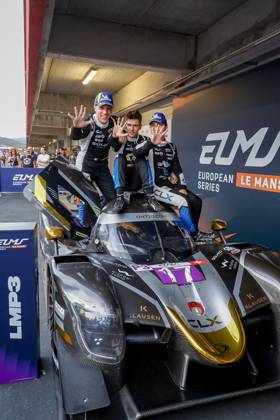 AUTO - ELMS - 4 HOURS OF PORTIMAO 2025 17 CLOSMENIL Adrien (fra), JENSEN Theodor (dnk), LANCHERE Paul (fra), CLX Motorsport, Ligier JS P325, LMP3, portrait during the 4 Hours of Portimao, 6th round of the 2025 European Le Mans Series on the Autodromo Internacional do Algarve from October 16 to 18, 2025 in Portimao, Portugal - PortimaoPortugal  Copyright: xPauloxMariax