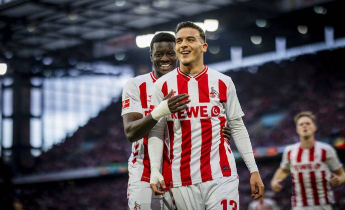 Cologne, Germany 18th Oct 2025 Goal celebration Said El Mala Cologne Ragnar Ache Cologne 1 FC Köln FC Augsburg 18 10 2025