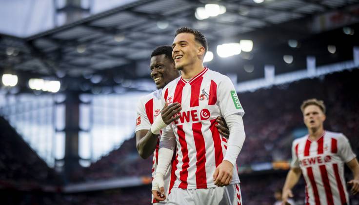 Cologne, Germany 18th Oct 2025 Goal celebration Said El Mala Cologne Ragnar Ache Cologne 1 FC Köln FC Augsburg 18 10 2025