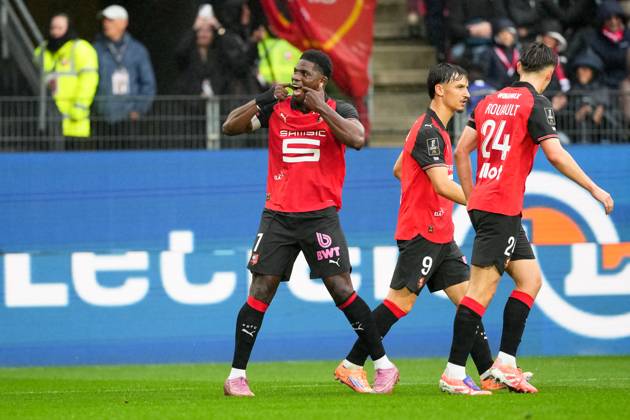 Stade Rennais FC v AJ Auxerre - Ligue 1 McDonald s 2025 2026 09 Esteban LEPAUL (srfc) - 07 Breel EMBOLO (srfc) during the Ligue 1 McDonald s match between Rennes and Auxerre at Roazhon Park on October 19, 2025 in Rennes, France. Rennes France Copyright: xFEPx 776348165