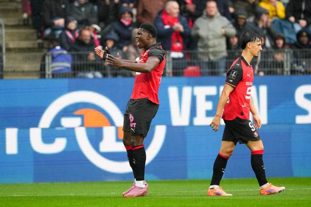 Stade Rennais FC v AJ Auxerre - Ligue 1 McDonald s 2025 2026 09 Esteban LEPAUL (srfc) - 07 Breel EMBOLO (srfc) during the Ligue 1 McDonald s match between Rennes and Auxerre at Roazhon Park on October 19, 2025 in Rennes, France. Rennes France Copyright: xFEPx 776348165