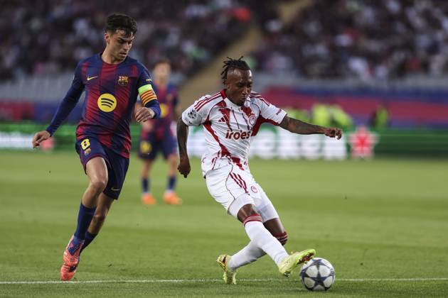 October 21, 2025, Barcelona, Barcelona, SPAIN: Gelson Martins of Olympiacos FC in action during the UEFA Champions League 2025 26 League Phase MD3 match between FC Barcelona, Barca and Olympiacos FC at Estadi Olimpic Lluis Companys on October 21, 2025 in Barcelona, Spain. Barcelona SPAIN - ZUMAa181 20251021_zaa_a181_169 Copyright: xJavierxBorregox
