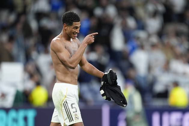 October 22, 2025, Madrid, Madrid, Spain: Jude Bellingham of Real Madrid CF celebrates the victory during the UEFA Champions League 2025 26 League Phase MD3 match between Real Madrid C.F. and Juventus FC at Estadio Santiago Bernabeu on October 22, 2025 in Madrid, Spain. Madrid Spain - ZUMAa181 20251022_zaa_a181_234 Copyright: xOscarxJ.xBarrosox