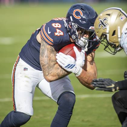 October 19, 2025: Chicago Bears Colston Loveland (84) in action during the game against the New Orleans Saints in Chicago, IL. CSM Chicago United States of America - ZUMAc04_ 20251019_zma_c04_577 Copyright: xMikexWulfx