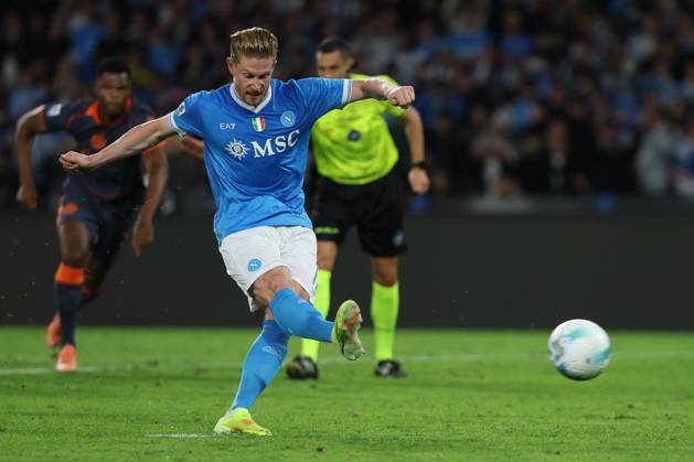 Napoli™s Kevin De Bruyne goal 1-0 during the Serie A soccer match between Napoli and Inter at the Diego Armando Maradona Stadium in Naples, southern italy - Saturday , October 25 , 2025. - Soccer .  Copyright: xAlessandroxGarofalo LaPressex