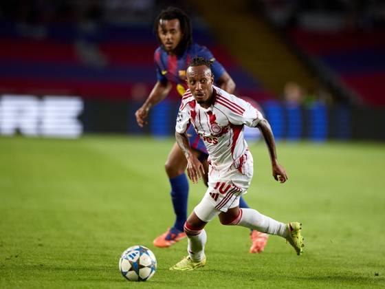 October 21, 2025, Barcelona, Barcelona, Spain: Gelson Martins of Olympiacos in action during the UEFA Champions League match between FC Barcelona, Barca v Olympiakos Piraeus at the Lluis Companys Olympic Stadium on October 21, 2025 in Barcelona Spain. Barcelona Spain - ZUMAr232 20251021_zsp_r232_076 Copyright: xDavidxRamirezx