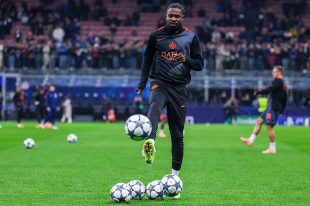 Marcus Thuram of FC Internazionale seen in action during UEFA Champions League 2025 26 League Phase - Matchday 4 football match between FC Internazionale and FC Kairat Almaty at San Siro Stadium in Milan Italy on 05 November 2025. Milan Stadio Giuseppe Meazza Milan Italy Copyright: xEPhotopressx SP24-1283-006