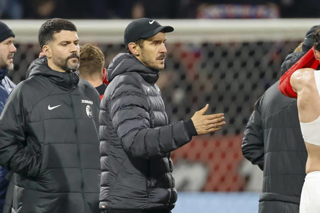 Julian Schuster SC Freiburg, Coach after the match , Czech Republic, Football, UEFA Europa League, Matchday 5, 2025 2026, Viktoria Pilsen vs SC Freiburg, 27 11 2025, Stadion mesta Plzne, Pilsen, Czech Republic Pilsen Stadion mesta Plzne Czech Republic Copyright: xGrantxHubbsx