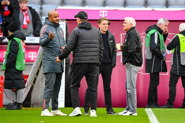 Coach Vincent Kompany Bayern Munich , Coach Alexander Blessin FC St Pauli Bayerns Sportdirektor Christoph Freund Bayern München Geschäftsleiter Sport Andreas Bornemann FC St Pauli in conversation during the Bundesliga match between FC Bayern Munich and FC St Pauli at Allianz Arena on November 29, 2025 in Munich, Germany Photo by Harry Langer DeFodi Images Coach Vincent Kompany Bayern Munich , Trainer Alexander Blessin FC St Pauli Bayerns Sportdirektor Christoph Freund Bayern München Geschäftsleiter Sport Andreas Bornemann FC St Pauli in conversation during the Bundesliga match between FC Bayern München and FC St Pauli at Allianz Arena on November 29, 2025 in München, Germany Photo by Harry Langer DeFodi Images DFL regulations prohibit any use of photographs as image sequences and or quasi video Photo by Harry Langer DeFodi Images DFL regulations prohibit any use of photographs as image sequences and or quasi video