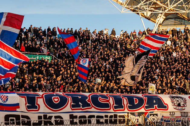 SuperSport HNL, round 15: HNK Hajduk Split v NK Varazdin Supporters of HNK Split, Torcida during the SuperSport HNL 2025. 2026. round 15 match between HNK Hajduk Split and NK Varazdin at Poljud Stadium in Split, Croatia on November 29, 2025.  ZvonimirxBarisin PIXSELL