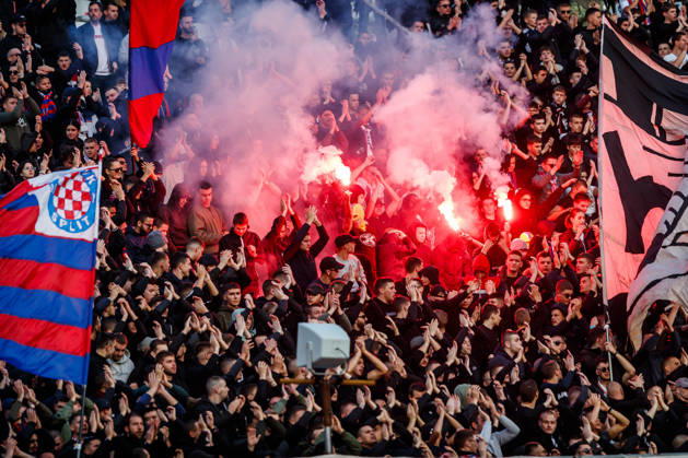 SuperSport HNL, round 15: HNK Hajduk Split v NK Varazdin Supporters of HNK Split, Torcida during the SuperSport HNL 2025. 2026. round 15 match between HNK Hajduk Split and NK Varazdin at Poljud Stadium in Split, Croatia on November 29, 2025.  ZvonimirxBarisin PIXSELL