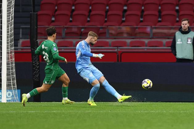 AMSTERDAM , 02-12-2025 , JohanCruyff Arena , season 2025 2026 , Dutch Eredivisie Football , match between Ajax and FC Groningen (replay) , Picture shows , .Ajax goalkeeper Vitezslav Jaros Ajax - Groningen (replay) x32313247x Copyright:
