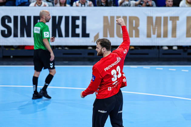 Cheering after Andreas Wolffs save THW Kiel, 33 GER, THW Kiel vs Montpellier Handball, Handball, EHF European League, Matchday 6, Season 2025 2026, 02 12 2025 GER, THW Kiel vs Montpellier Handball, Handball, EHF European League, Matchday 6, Season 2025 2026, 02 12 2025 Kiel Copyright: xEibner-Pressefoto MarcelxvonxFehrnx EP_MFN