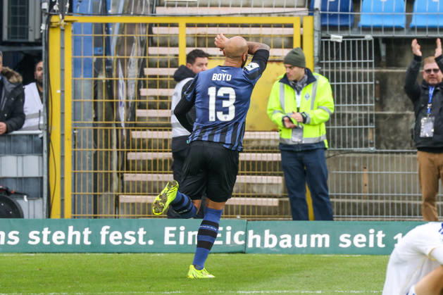 Terrence Boyd SV Waldhof Mannheim, 13 , Goal and goal celebration, Gestures, Joy, Emotions at 2 1 Soccer 3 League, Matchday 17, SV Waldhof Mannheim vs 1 FC Saarbrücken on 07 12 2025 at Mannheim Carl Benz Stadion , Germany Mannheim Carl Benz Stadion Germany Copyright: xFranzxReindelx