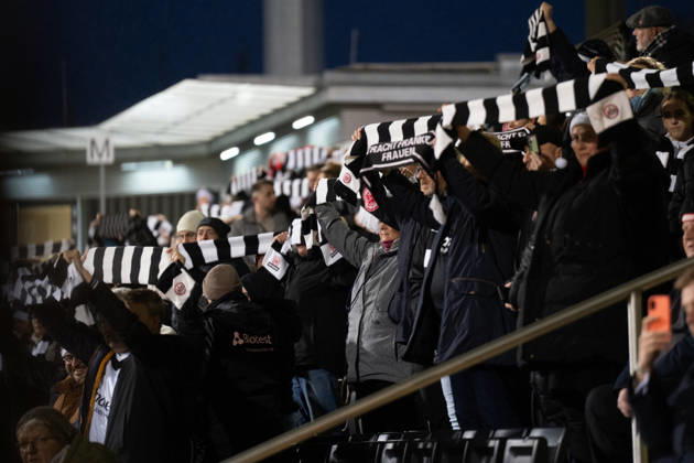 07 12 2025, xhfmx, Soccer Google Pixel Women Bundesliga, Eintracht Frankfurt FC Bayern Eintracht Fans DFL DFB REGULATIONS PROHIBIT ANY USE OF PHOTOGRAPHS as IMAGE SEQUENCES and or QUASI VIDEO Frankfurt am Main