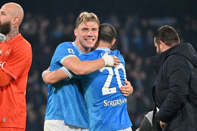 Foto IPP Felice De Martino Napoli 07 12 2025 Calcio Campionato serie A 2025-2026 Napoli - Juventus Nella foto: Rasmus Hojlund a fine gara Italy Photo Press World Copyright Napoli italy Italia ITALY  Copyright: xR4924_italyphotopressx