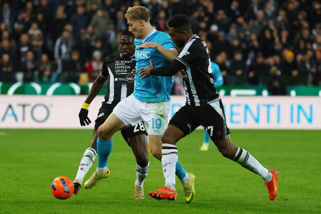 Napoli™s Rasmus Hojlund during the Serie A soccer match between Udinese and Napoli at the Bluenergy Stadium in Udine, north east Italy - Sunday, December 14,2025 - soccer  Copyright: xAndreaxBressanutti LaPressex