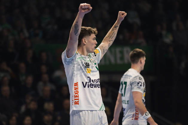 Victor KLOEVE FRISCH AUF Goeppingen, 07 jubilation, joy, passion, success, emotion, enthusiasm, positive emotions GER, Fuechse Berlin vs FRISCH AUF Goeppingen, Handball, Bundesliga, Matchday 19, Season 2025 2026, 27 12 2025, GER, Fuechse Berlin vs FRISCH AUF Goeppingen, Handball, Bundesliga, Matchday 19, Season 2025 2026, 27 12 2025, Berlin Copyright: xEibnerxPressefoto OliverxSchmidtx EP_OST