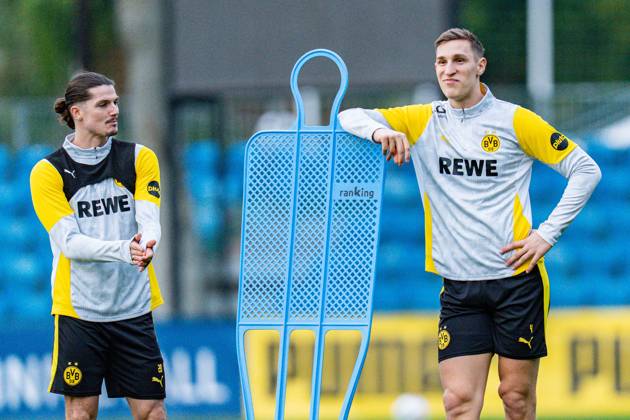 Marcel Sabitzer (Borussia Dortmund, 20) Nico Schlotterbeck (Borussia Dortmund, 4) Winter-Trainingslager Borussia Dortmund in Marbella, Spanien, Tag 1 am 02.01.2026 Copyright: xBahhoxKarax
