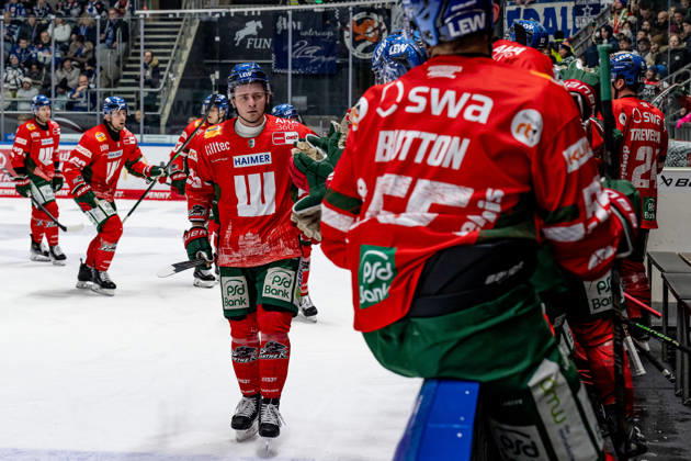 Alexander Blank Augsburger Panther, 26 clapping off at the bench after his goal for 5 2 GER, Augsburger Panther vs Schwenninger Wild Wings, Ice Hockey, DEL, 35 Matchday, Saison 2025 2026, 02 01 2026 GER, Augsburger Panther vs Schwenninger Wild Wings, Ice Hockey, DEL, 35 Matchday, Saison 2025 2026, 02 01 2026 Augsburg Copyright: xEibner-Pressefoto FranzxFeinerx EP_HFR