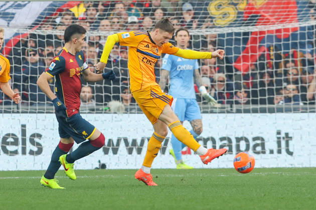Genoa™s Johan Vasquez fights for the ball during the Serie A soccer match between Genoa and Pisa at the Luigi Ferraris Stadium in Genoa, Italy - Saturday, January 03, 2025. - Soccer . Copyright: xTanoxPecoraro LaPressex