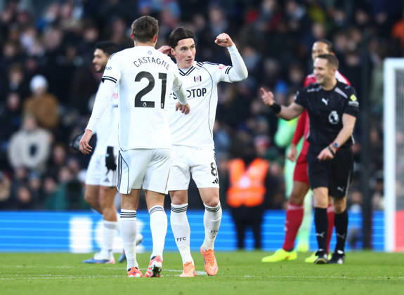 Fulham v Liverpool, English Premier League, Craven Cottage, London, UK - 04 01 2026 Harry Wilson of Fulham of Fulham celebrates scoring their first goal during the Premier League game at home against Liverpool at Craven Cottage London Craven Cottage London GBR, UK NEWSPAPERS OUT Copyright: xMarkxGreenwoodx