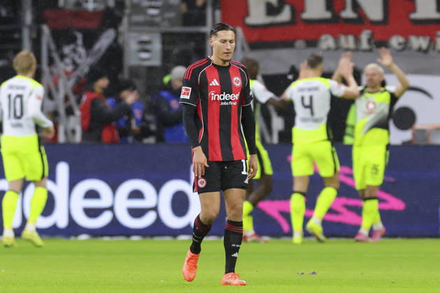 Younes Ebnoutalib Eintracht Frankfurt looks dejected, Bundesliga, Eintracht Frankfurt v Borussia Dortmund, Deutsche Bank Park on 09 January 2026 in Frankfurt am Main, Germany Photo by Marco Steinbrenner DeFodi Images Younes Ebnoutalib Eintracht Frankfurt looks dejected, Bundesliga, Eintracht Frankfurt v Borussia Dortmund, Deutsche Bank Park, January 9, 2026 in Frankfurt am Main, Germany Photo by Marco Steinbrenner DeFodi Images DFL regulations prohibit any use of photographs as image sequences and or quasi video