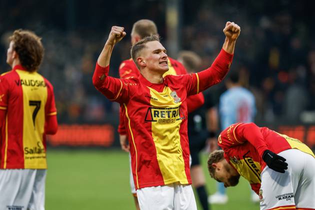 DEVENTER - Mathis Suray of Go Ahead Eagles celebrates after scoring the 1-1 goal during the Dutch Eredivisie match between Go Ahead Eagles and Fortuna Sittard at De Adelaarshorst on January 11, 2026, in Deventer, Netherlands. VINCENT JANNINK ANP Eredivisie 2025-2026 xVIxANPxSportx xxANPxIVx 547118069 originalFilename: 547118069