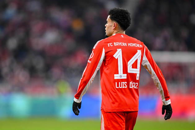 Luis Diaz FC Bayern München Looks on during the Bundesliga match between FC Bayern München and VfL Wolfsburg, Allianz Arena am 11 January 2026 in München, Germany Photo by Harry Langer DeFodi Images Luis Diaz FC Bayern München Looks on during the Bundesliga match between FC Bayern München and VfL Wolfsburg at Allianz Arena on January 11, 2026 in München, Germany Photo by Harry Langer DeFodi Images DFL regulations prohibit any use of photographs as image sequences and or quasi video Photo by Harry Langer DeFodi Images DFL regulations prohibit any use of photographs as image sequences and or quasi video