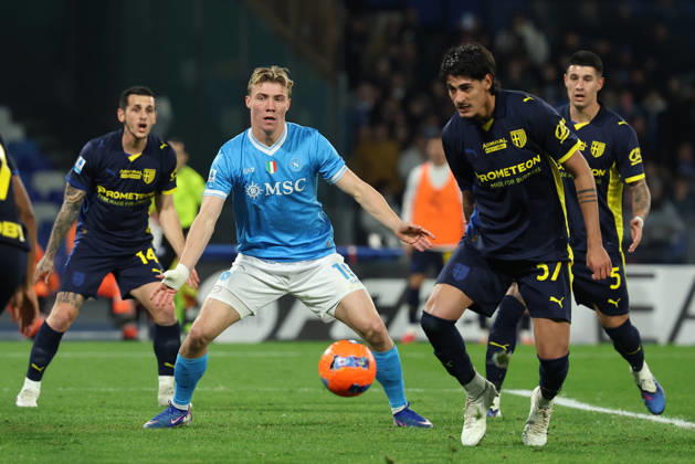 Napoli™s Rasmus Hojlund during the Serie A soccer match between Napoli and Parma at the Diego Armando Maradona Stadium in Naples, southern italy - Wednesday , January 14 , 2026. - Soccer .  Copyright: xAlessandroxGarofalo LaPressex