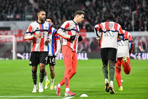 Soccer I Men I Season 2025 2026 I Bundesliga I Matchday 18 I RB Leipzig FC Bayern Munich I 17 01 2026 Jonathan Tah 4, FC Bayern Munich l and Leon Goretzka 8, FC Bayern Munich m at the warm-up Leipzig Red Bull Arena Saxony Germany Copyright: xLobeca InesxHähnelx