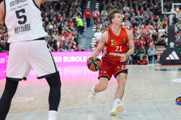 Justuz Hollatz FC Bayern Basketball, 21 , GER, FC Bayern Basketball vs Partizan Mozzart Bet Belgrade, Basketball, Euroleague, Matchday 23, Season 2025 2026, 20 01 2026, GER, FC Bayern Basketball vs Partizan Mozzart Bet Belgrade, Basketball, Euroleague, Matchday 23, Season 2025 2026, 20 01 2026 Muenchen Copyright: xEibner-Pressefoto JennixMaulx EP_JML
