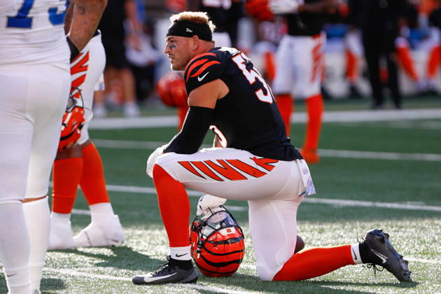 CINCINNATI, OH - OCTOBER 05: Cincinnati Bengals linebacker Logan Wilson (55) during the game against the Detroit Lions and the Cincinnati Bengals on October 5, 2025, at Paycor Stadium in Cincinnati, OH. (Photo by Ian Johnson Icon Sportswire) NFL, American Football Herren, USA OCT 05 Lions at Bengals EDITORIAL USE ONLY Icon251005143
