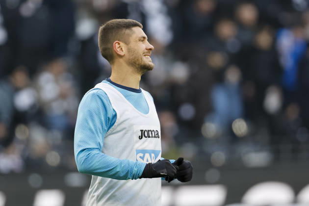 Andrej Kramaric TSG Hoffenheim, 27 warming up before the start of the match , Germany, Soccer, 1 Bundesliga, Matchday 19, 2025 2026, Eintracht Frankfurt vs TSG 1899 Hoffenheim, 24 01 2026, Frankfurt am Main Deutsche Bank Park Germany Copyright: xGrantxHubbsx