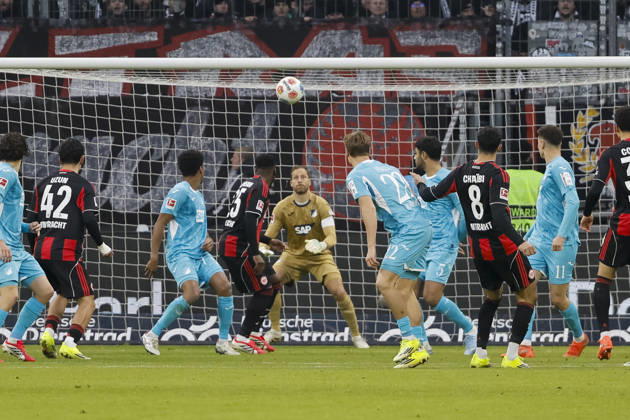 In the penalty area of TSG Hoffenheim , Germany, Soccer, 1 Bundesliga, Matchday 19, 2025 2026, Eintracht Frankfurt vs TSG 1899 Hoffenheim, 24 01 2026, Frankfurt am Main Deutsche Bank Park Germany Copyright: xGrantxHubbsx