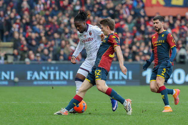 GenoaÕs Morten Frendrup fights for the ball during the Serie A soccer match between Genoa and Bologna at the Luigi Ferraris Stadium in Genoa, Italy - Sunday, January 25, 2026. - Soccer . Copyright: xTanoxPecoraro LaPressex