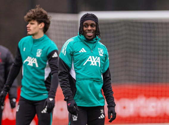 Football - UEFA Champions League - Liverpool FC v QarabaÄü FK - MD-1 LIVERPOOL, ENGLAND - Tuesday, January 27, 2026: Liverpool s Jeremie Frimpong during a training session at the AXA Training Centre ahead of the UEFA Champions League match between Liverpool FC and QarabaÄü FK. (Photo by David Rawcliffe Propaganda) LIVERPOOL AXA Training Centre MERSEYSIDE ENGLAND Copyright: xDavidxRawcliffex P2026-01-27-Liverpool_ Qarabag_MD-1-11