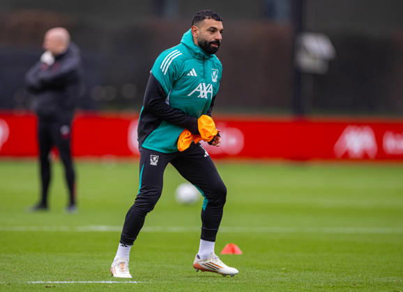 Football - UEFA Champions League - Liverpool FC v QarabaÄü FK - MD-1 LIVERPOOL, ENGLAND - Tuesday, January 27, 2026: Liverpool s Mohamed Salah during a training session at the AXA Training Centre ahead of the UEFA Champions League match between Liverpool FC and QarabaÄü FK. (Photo by David Rawcliffe Propaganda) LIVERPOOL AXA Training Centre MERSEYSIDE ENGLAND Copyright: xDavidxRawcliffex P2026-01-27-Liverpool_ Qarabag_MD-1-5