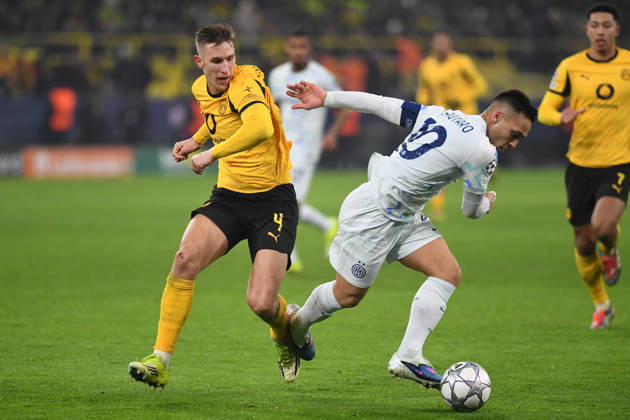 Nico Schlotterbeck Borussia Dortmund and Lautaro Martinez FC Internazionale in a duel during the UEFA Champions League 2025 26, Matchday 8 League Phase match between Borussia Dortmund and Inter Milan, BVB Stadion on January 28, 2026 in Dortmund, Germany, Germany Photo by Ralf Treese DeFodi Images Nico Schlotterbeck Borussia Dortmund and Lautaro Martinez FC Internazionale battle for the ball during the UEFA Champions League 2025 26 League Phase MD8 match between Borussia Dortmund and FC Internazionale Milano at BVB Stadion Dortmund on January 28, 2026 in Dortmund, Germany Photo by Ralf Treese DeFodi Images