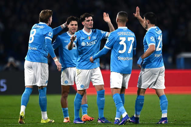 Ni Napoli 31 01 2026 - campionato di calcio serie A Napoli-Fiorentina foto Nicola Ianuale Image nella foto: esultanza gol Miguel Gutierrez
