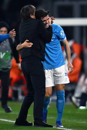 Dc Napoli 31 01 2026 - campionato di calcio serie A Napoli-Fiorentina foto Domenico Cippitelli Image nella foto: esultanza gol Miguel Gutierrez