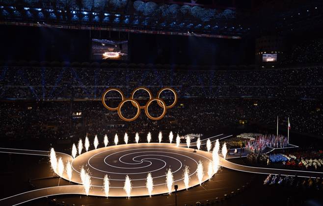 Illustration picture taken during the opening ceremony of the Milano Cortina 2026 Olympic Winter games, Winterspiele,Spiele, Summer games on Friday 06 February 2026 in Milan, Italy. The XXV Winter Olympics take place from 6 to 22 February 2026 in Italy. JASPERxJACOBS x161608168x