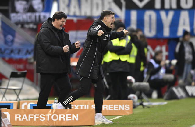 Coach Merlin Polzin Hamburger SV HSV on the sidelines Gesture Gesture Final cheer, joy, happiness, jubilation with co-coach Coach Loic Fave Hamburger SV HSV 1 FC Heidenheim 1846 FCH vs Hamburger SV HSV 07 02 2026 DFL REGULATIONS PROHIBIT ANY USE OF PHOTOGRAPHS AS IMAGE SEQUENCES AND OR QUASI VIDEO 1 FC Heidenheim 1846 FCH vs Hamburger SV HSV