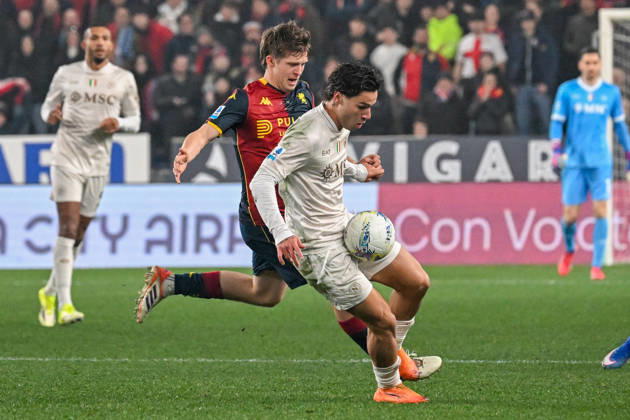 GenoaÕs Morten Frendrup fights for the ball during the Serie A soccer match between Genoa and Napoli at the Luigi Ferraris Stadium in Genoa, Italy - Saturday, February 07, 2026. - Soccer . Copyright: xTanoxPecoraro LaPressex