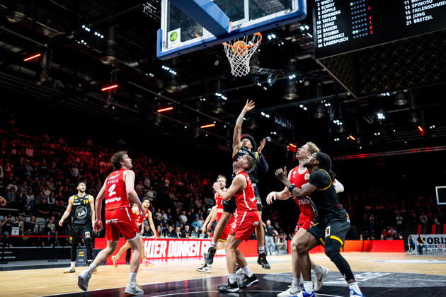 08 02 2026 Basketball Season 2025 2026 2 Bundesliga Pro A 22 Matchday Nuremberg Falcons Basketball Club NBC Bozic Estriche Knights Kirchheim ThHa xthxhax Tylan Pope 9, Kirchheim Knights Christian Feneberg 7, Nuremberg Falcons BC NBC too late