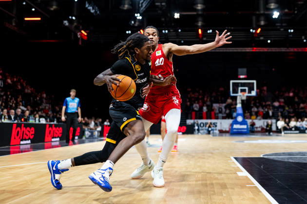 08 02 2026 Basketball Season 2025 2026 2 Bundesliga Pro A 22 Matchday Nuremberg Falcons Basketball Club NBC Bozic Estriche Knights Kirchheim ThHa xthxhax Tyrel Morgan 11, Kirchheim Knights Evan Taylor 10, Nuremberg Falcons BC NBC