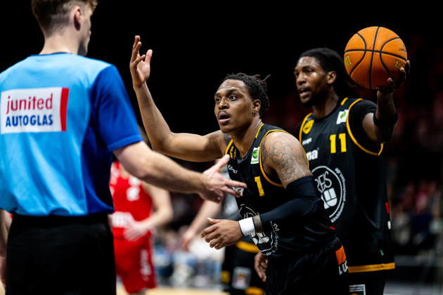 08 02 2026 Basketball Season 2025 2026 2 Bundesliga Pro A 22 Matchday Nuremberg Falcons Basketball Club NBC Bozic Estriche Knights Kirchheim ThHa xthxhax Phillip Russell 1, Kirchheim Knights Tyrel Morgan 11, Kirchheim Knights