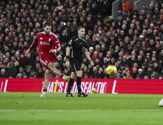 Liverpool v Manchester City, FA Premier League 08.02.26 Liverpool v Manchester City, FA Premier League Bradley Ormesher The Times Dominik Szoboszlai of Liverpool scores and celebrates scoring his teams opening goal 1-0 Copyright: xBradleyxOrmesherx NINTCHDBPICT001057464209