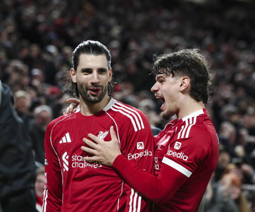 Liverpool v Manchester City, FA Premier League 08.02.26 Liverpool v Manchester City, FA Premier League Bradley Ormesher The Times Dominik Szoboszlai of Liverpool scores and celebrates scoring his teams opening goal 1-0 Copyright: xBradleyxOrmesherx NINTCHDBPICT001057464459