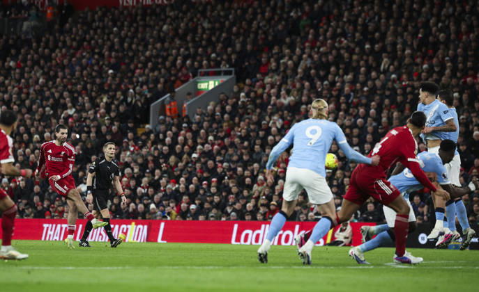 Liverpool v Manchester City, FA Premier League 08.02.26 Liverpool v Manchester City, FA Premier League Bradley Ormesher The Times Dominik Szoboszlai of Liverpool scores and celebrates scoring his teams opening goal 1-0 Copyright: xBradleyxOrmesherx NINTCHDBPICT001057464489